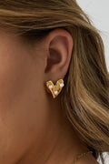 Oorbellen hartjes met parels | Goud