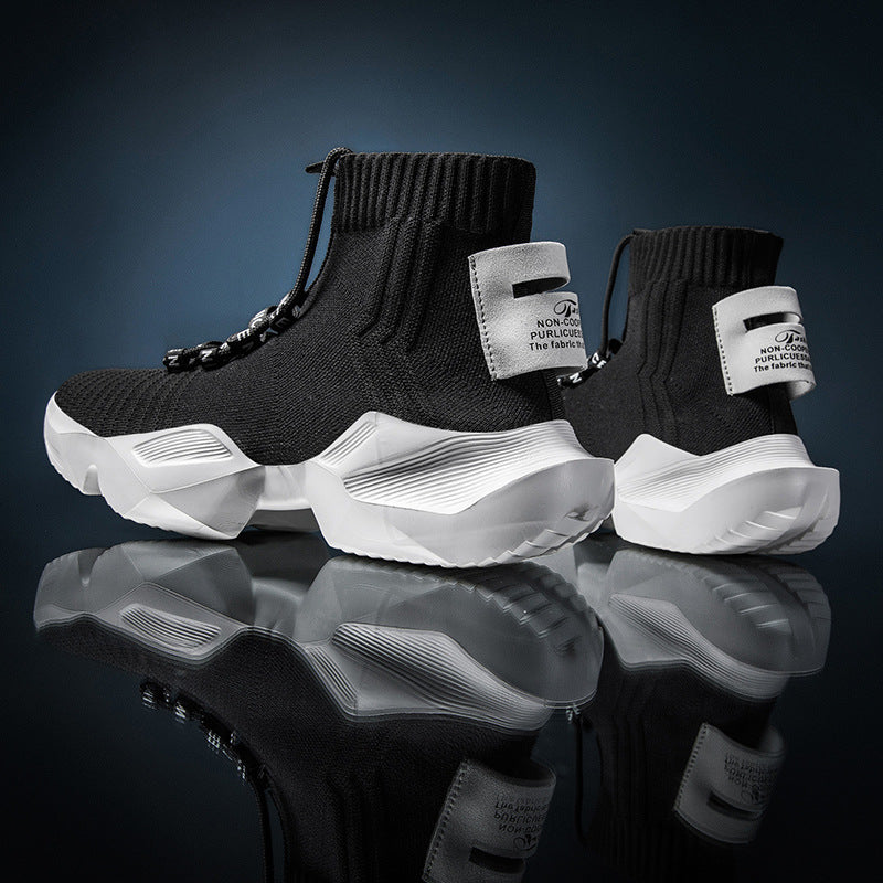Dames sportieve hoge sneakers – Zwart en Zwart-wit – Zwart
