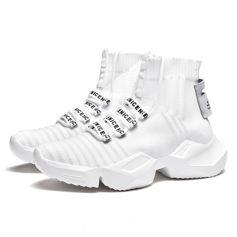 Dames sportieve hoge sneakers – Zwart en Zwart-wit – Wit