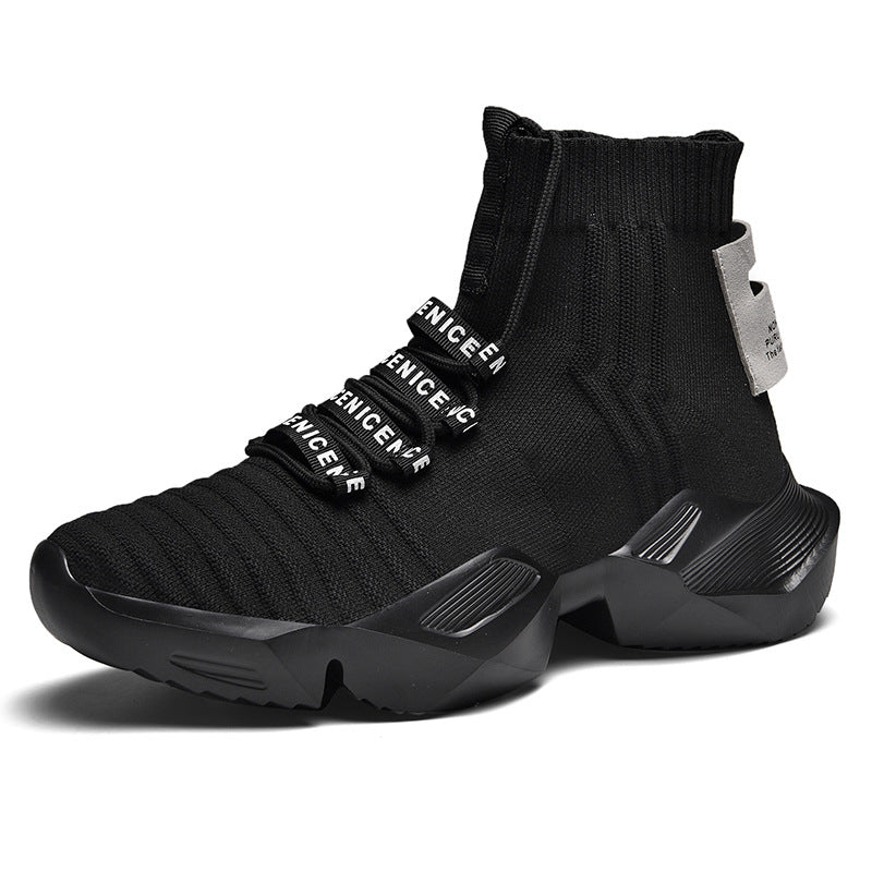 Dames sportieve hoge sneakers – Zwart en Zwart-wit – Zwart-wit
