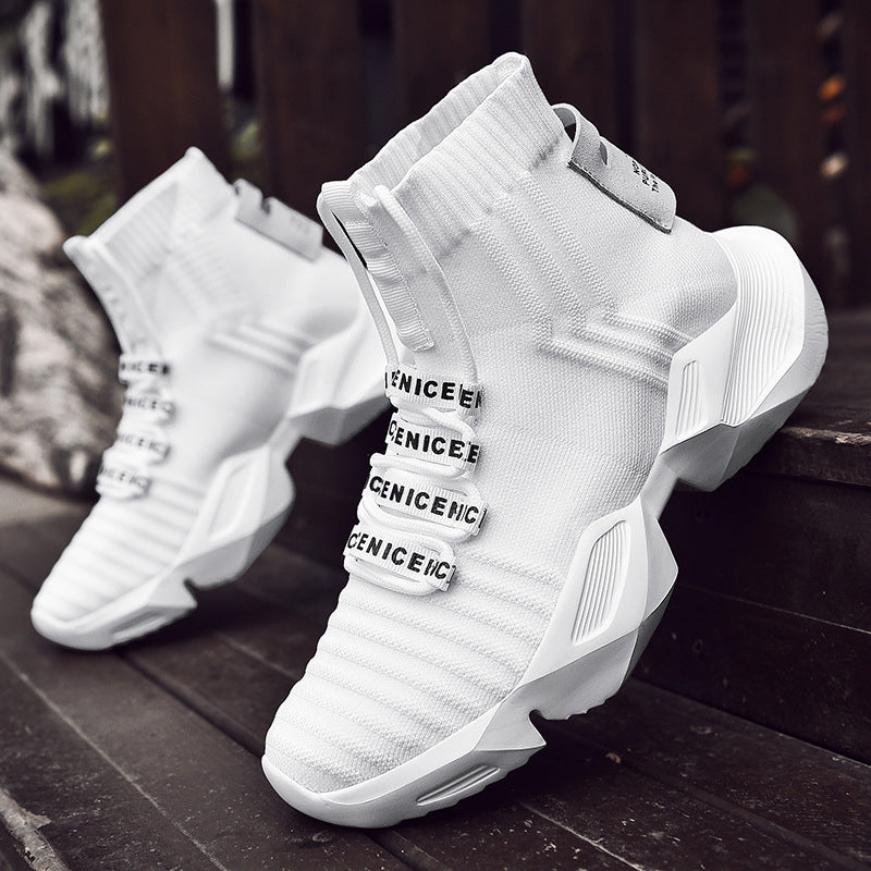 Dames sportieve hoge sneakers – Zwart en Zwart-wit – Wit