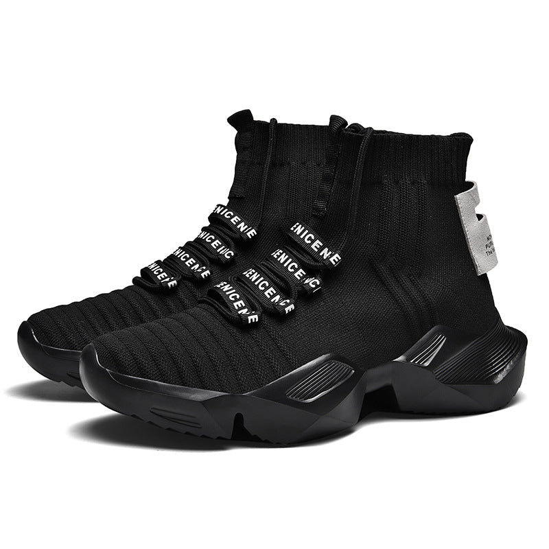 Dames sportieve hoge sneakers – Zwart en Zwart-wit – Wit