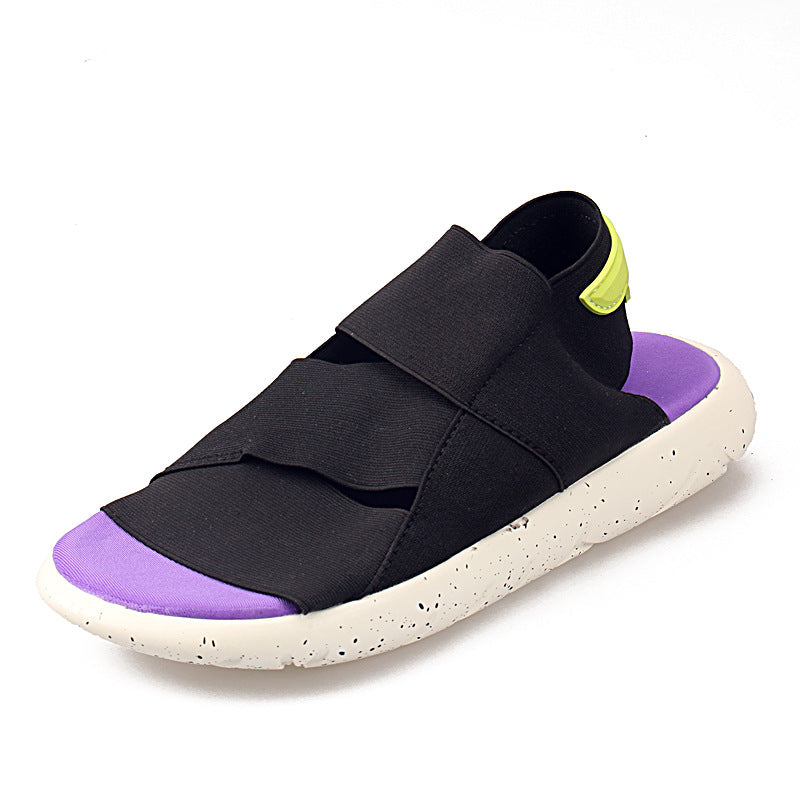 Dames comfortabele sandalen met verstelbare banden – Zwart-violet