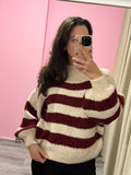 Comfy Trui Stripe - Burgundy