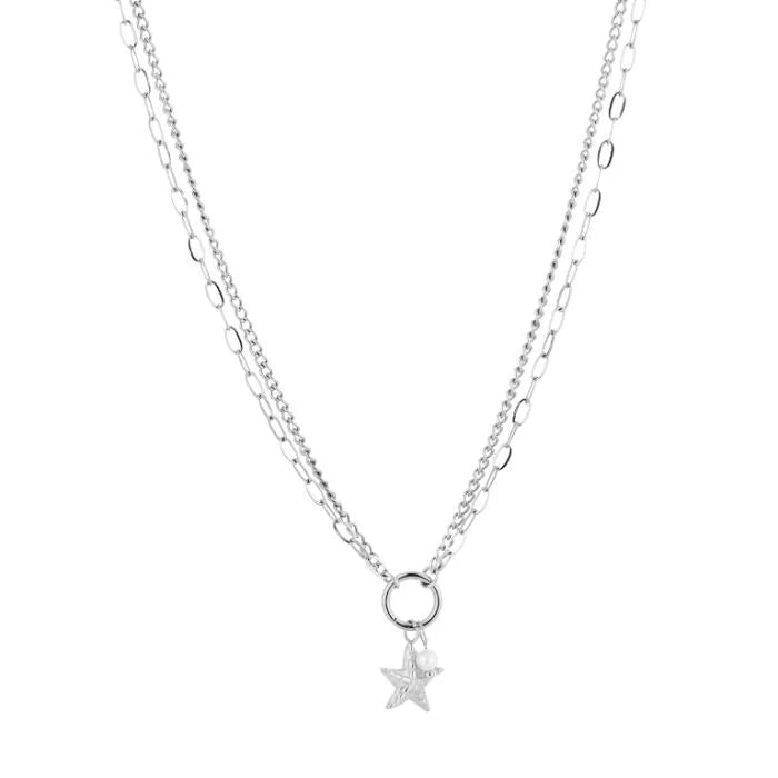 Double Star Ketting | Zilver