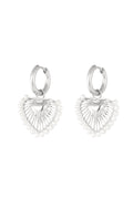Oorbellen Round Parel Hart | Zilver