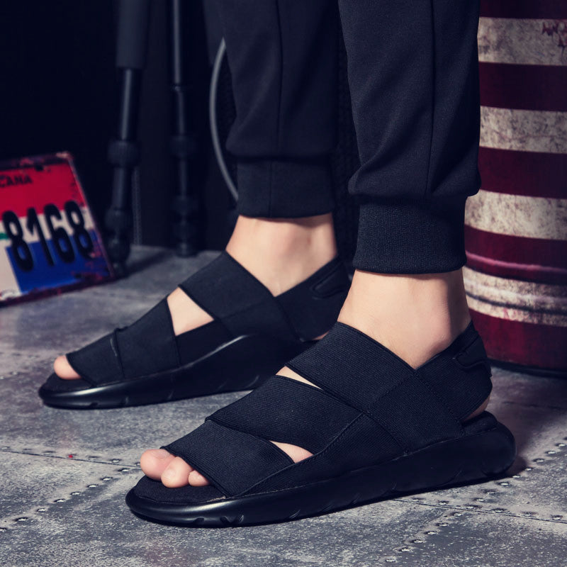 Dames comfortabele sandalen met verstelbare banden – Zwart-wit