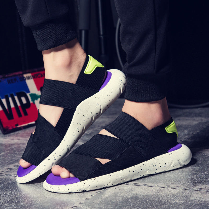 Dames comfortabele sandalen met verstelbare banden – Zwart-violet