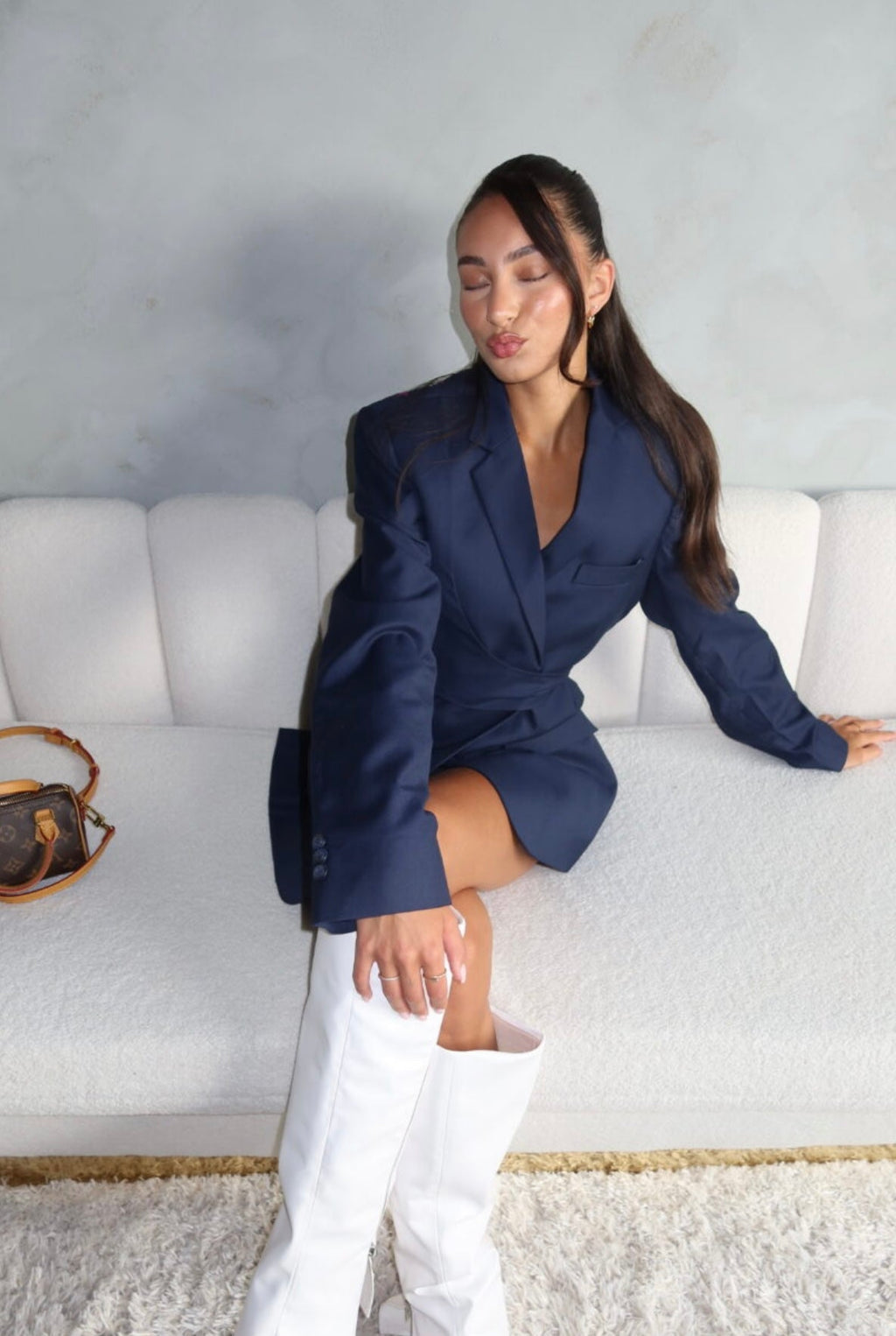 Priority Blazer With Rhinestone - Navy