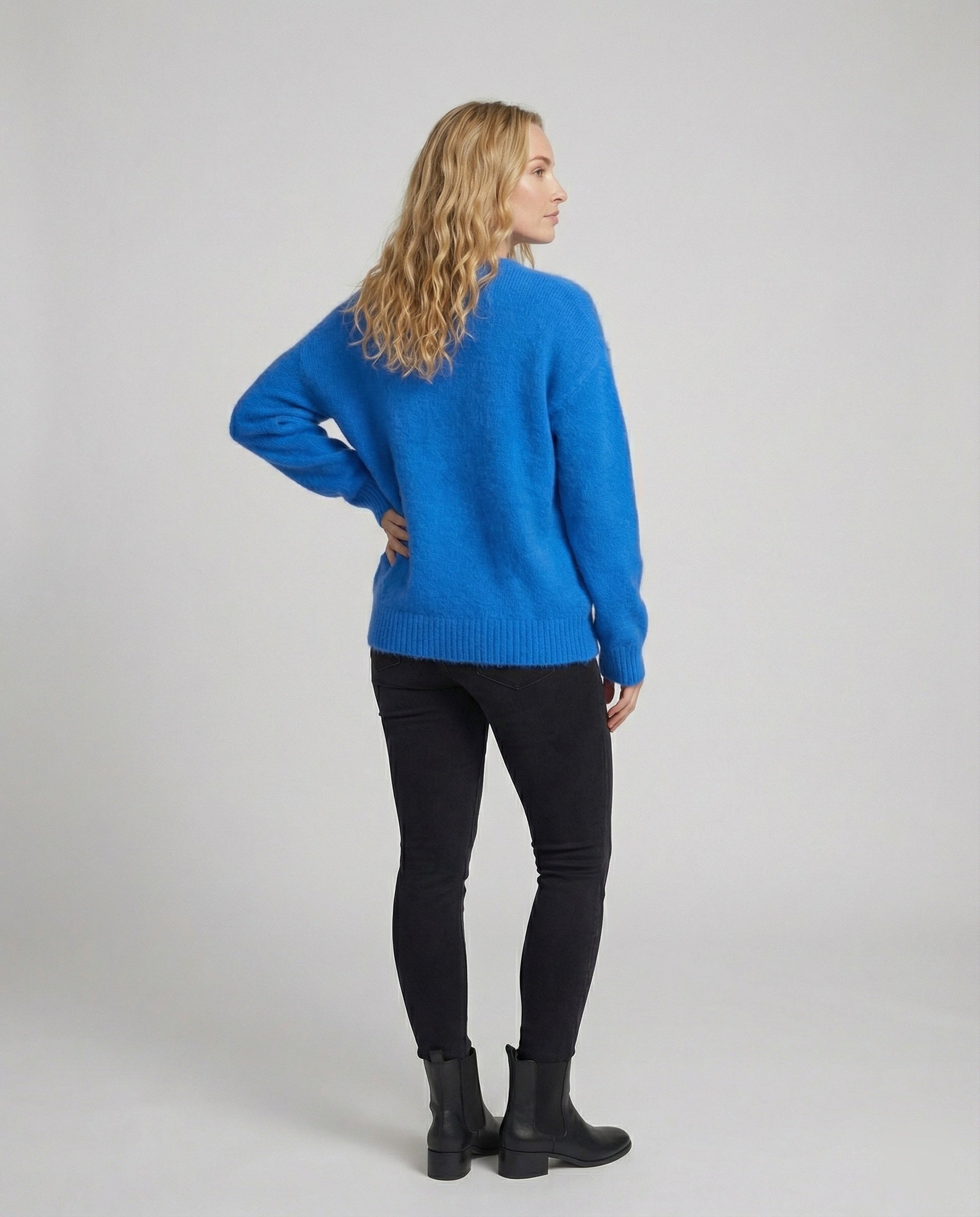 Dames gebreide trui met oversized pasvorm en konijnenhaar-mix – Roze