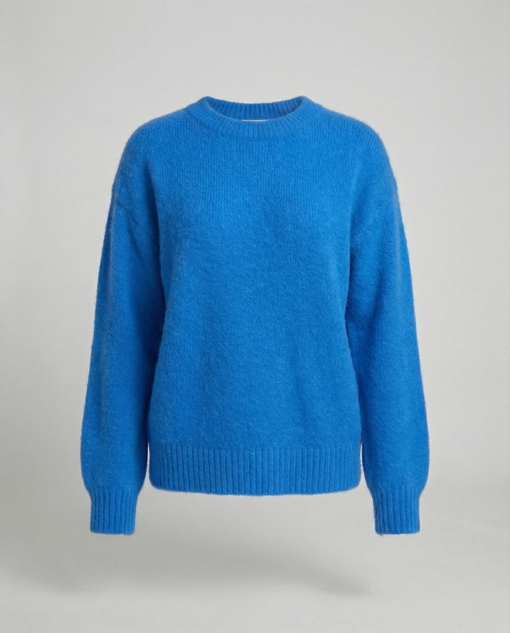 Dames gebreide trui met oversized pasvorm en konijnenhaar-mix – Grijs