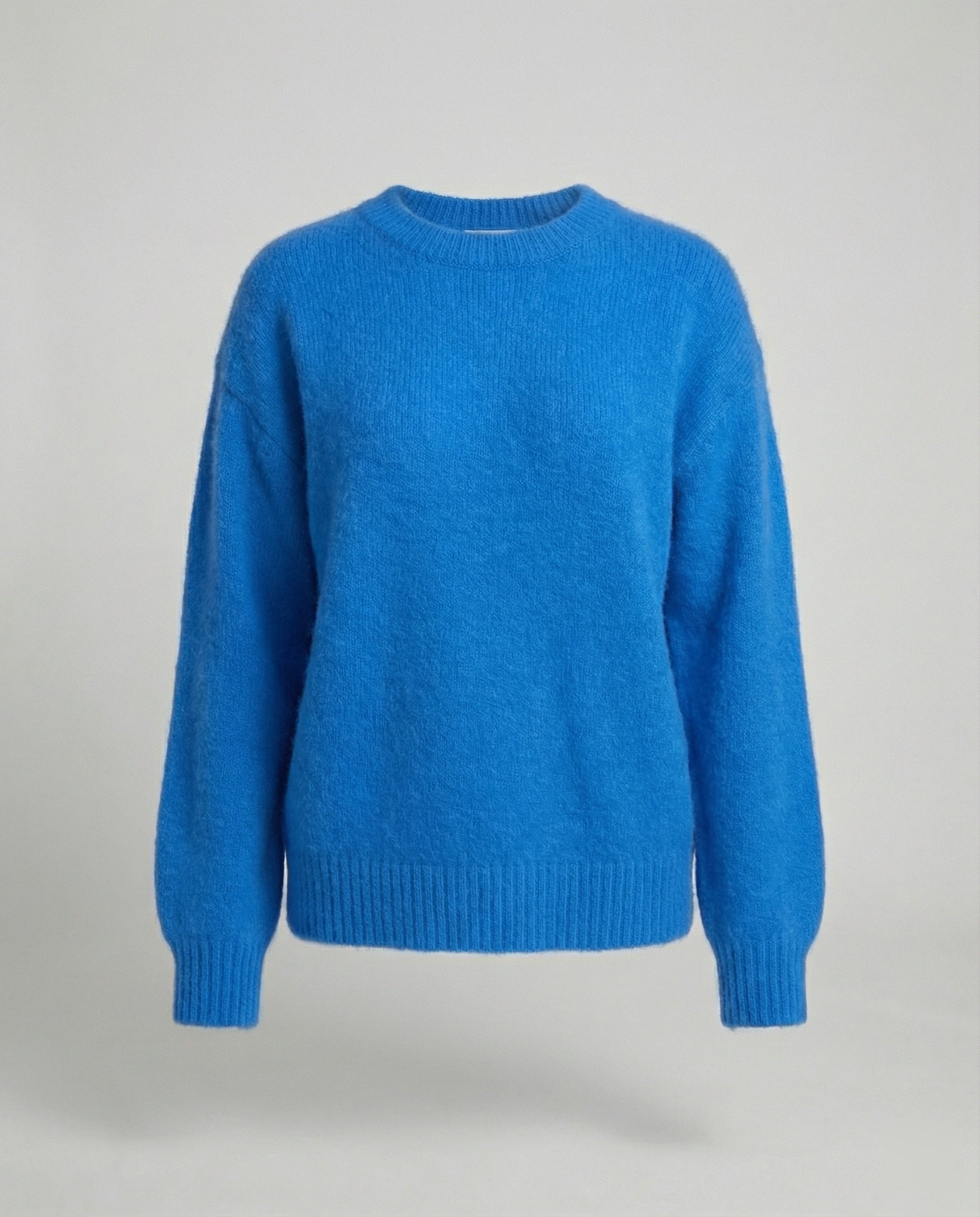 Dames gebreide trui met oversized pasvorm en konijnenhaar-mix – Grijs