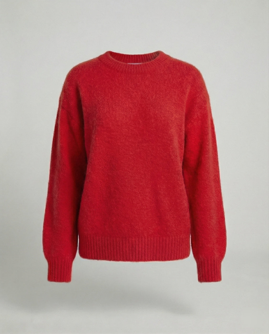 Dames gebreide trui met oversized pasvorm en konijnenhaar-mix – Rood