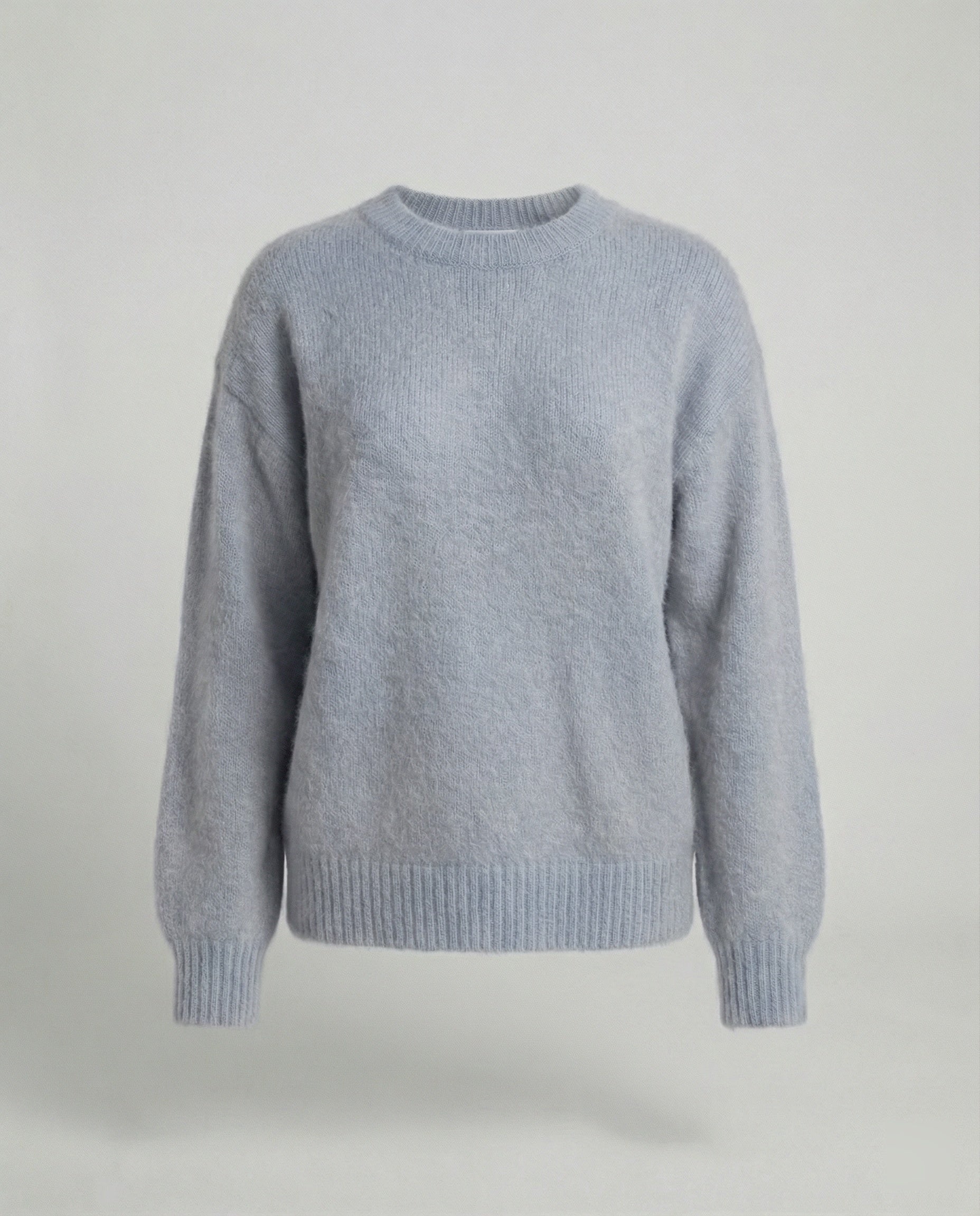 Dames gebreide trui met oversized pasvorm en konijnenhaar-mix – Koffiebruin