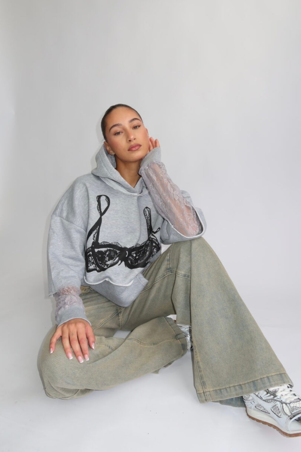 Priority Spice Lace Hoodie - Melange Gray