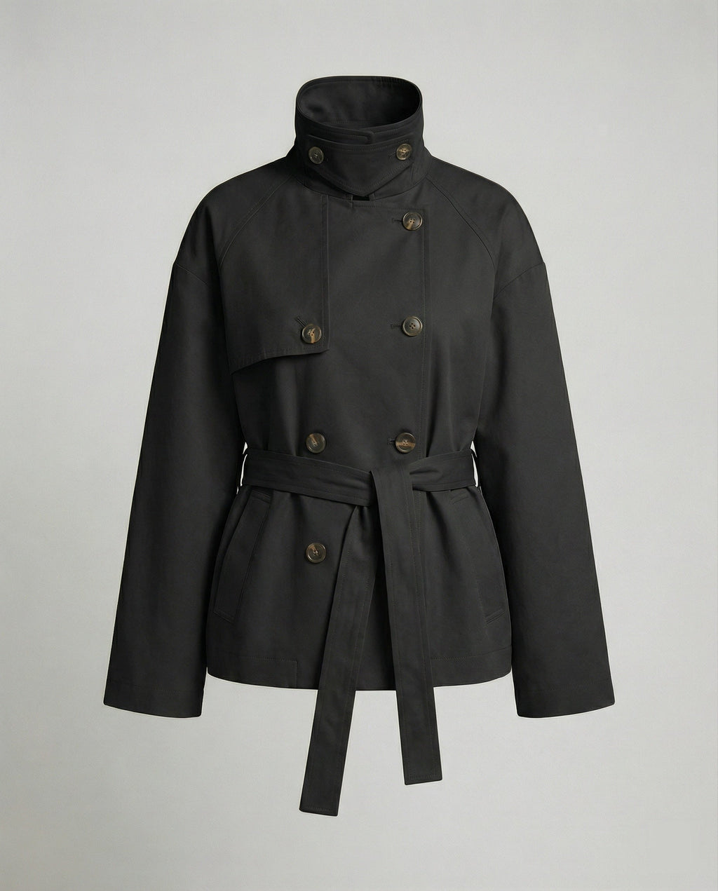 Unisex trenchcoat met dubbele knoopsluiting, oversized pasvorm en retrolook – Beige