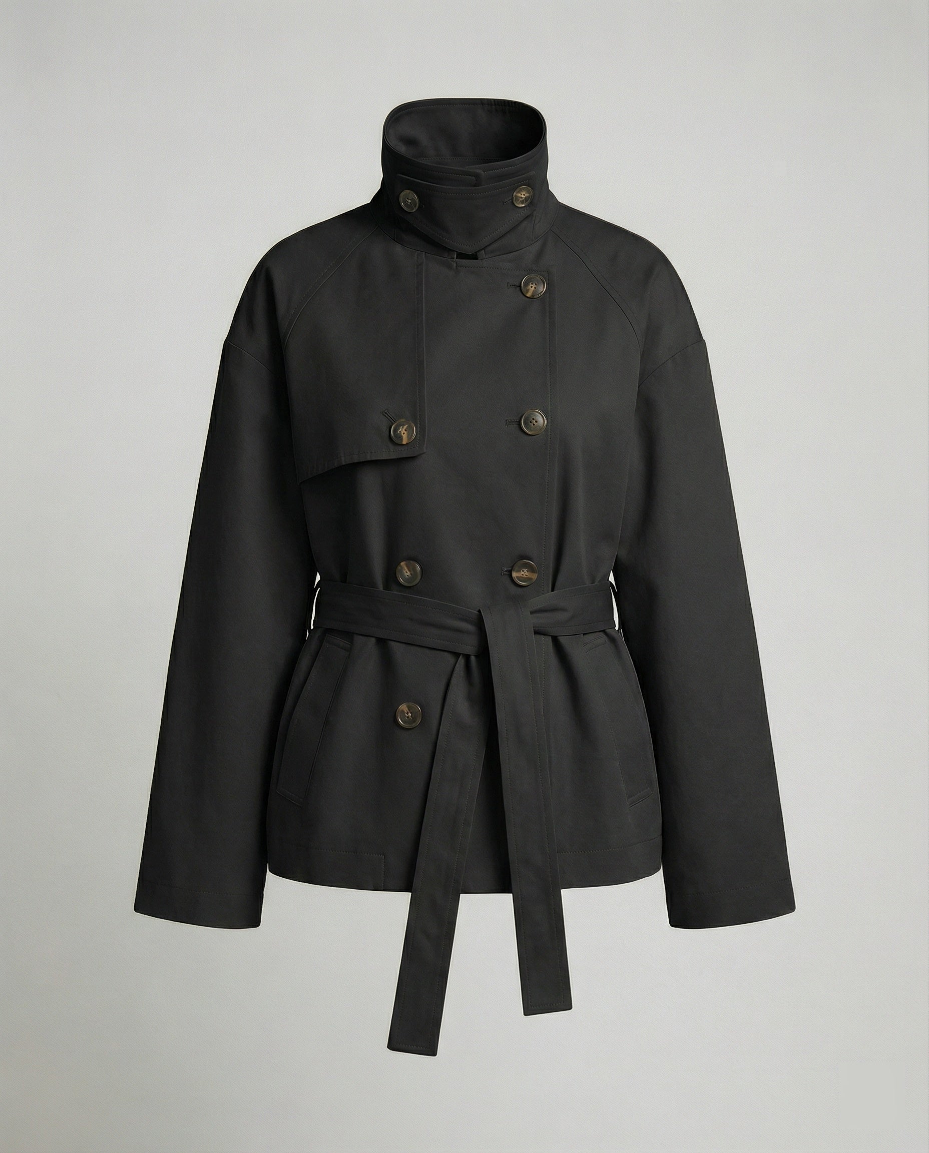 Unisex trenchcoat met dubbele knoopsluiting, oversized pasvorm en retrolook – Beige