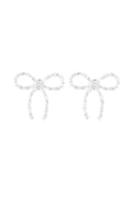 Rhinestone Bow Oorbellen - Zilver