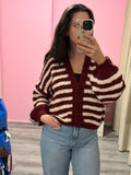 Gestreepte cardigan met V-hals en knoopsluiting