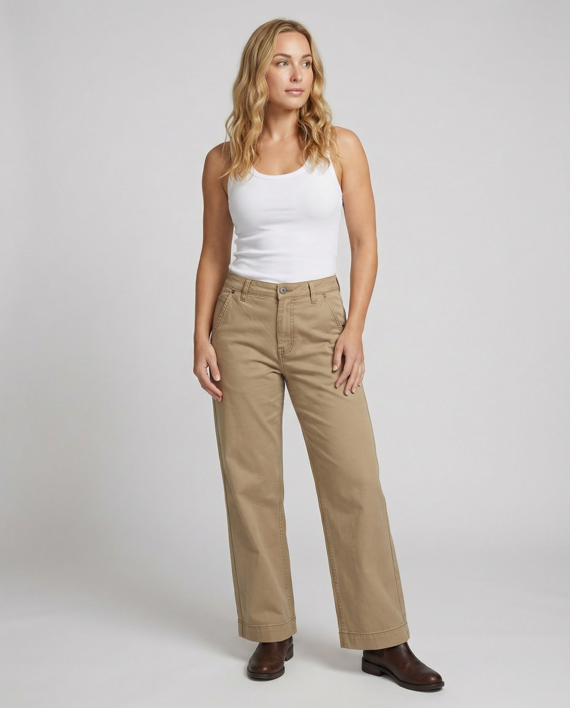 Unisex cargobroek met rechte pasvorm en retrolook – Koffiebruin