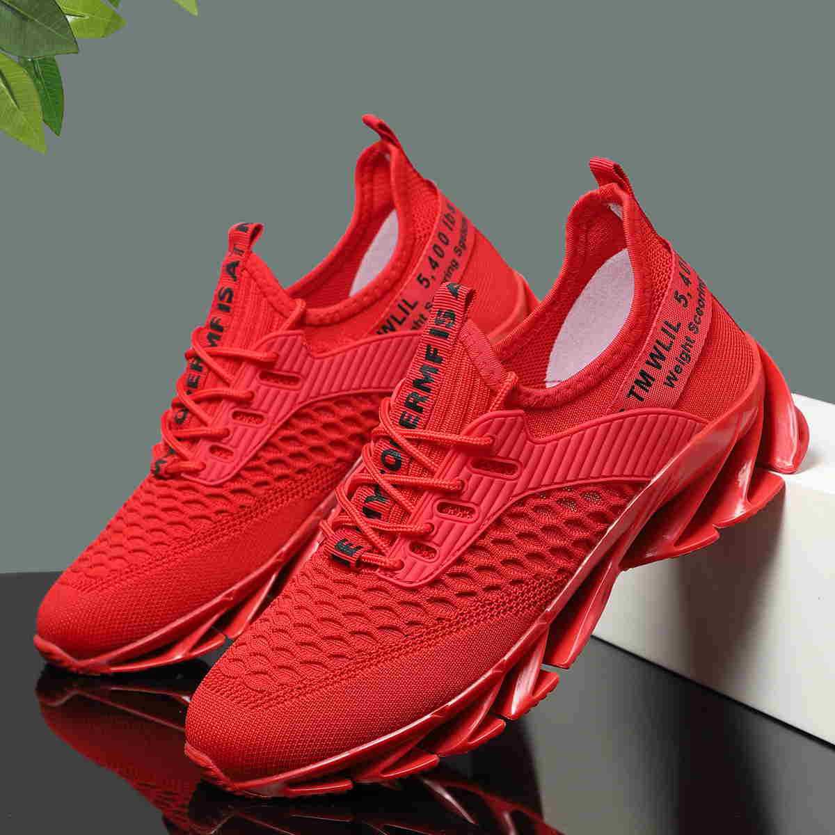 Dames performance sneakers – Groen en Zwart – Bruin