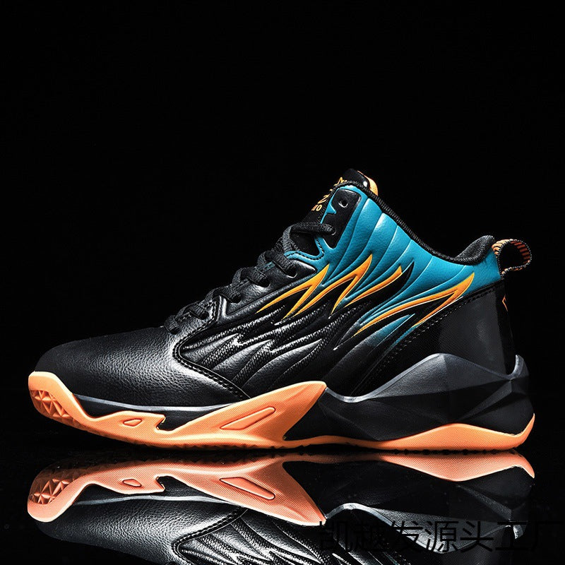 Dames sportieve basketbalsneakers met antislipzool en dempende zool – Zwart-rood en Zwart-oranje – Zwart-rood