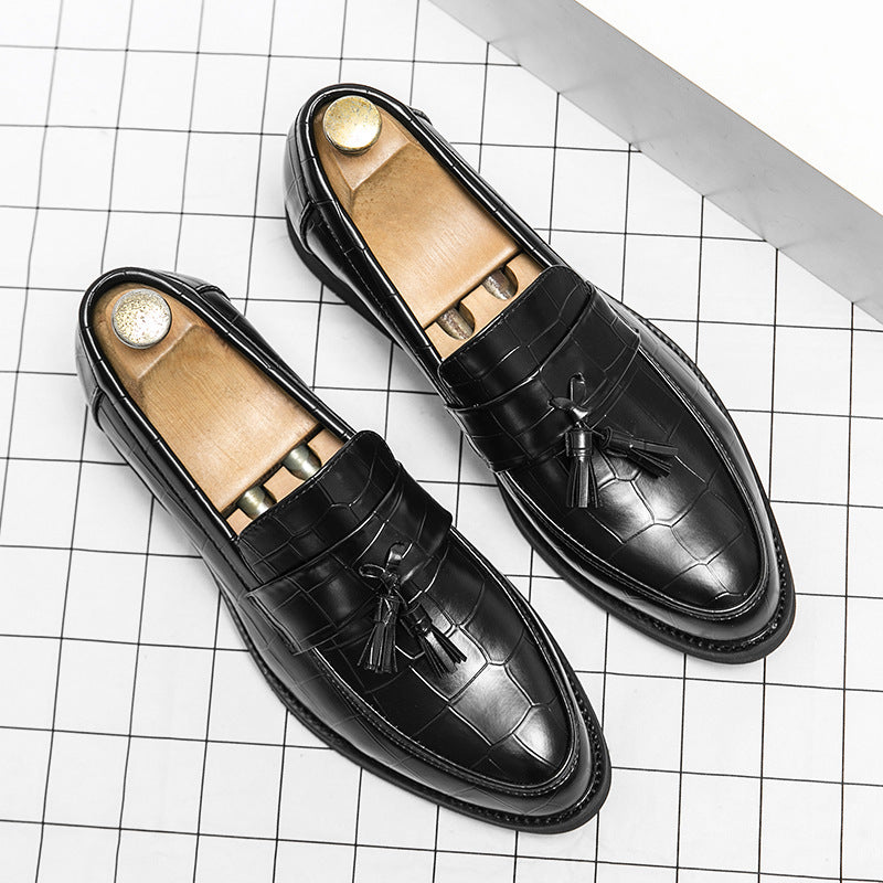 Dames modieuze mocassins met leren bovenwerk en kwastdetails – Geel en Zwart – Geel