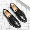 Dames modieuze mocassins met leren bovenwerk en kwastdetails – Geel en Zwart – Geel