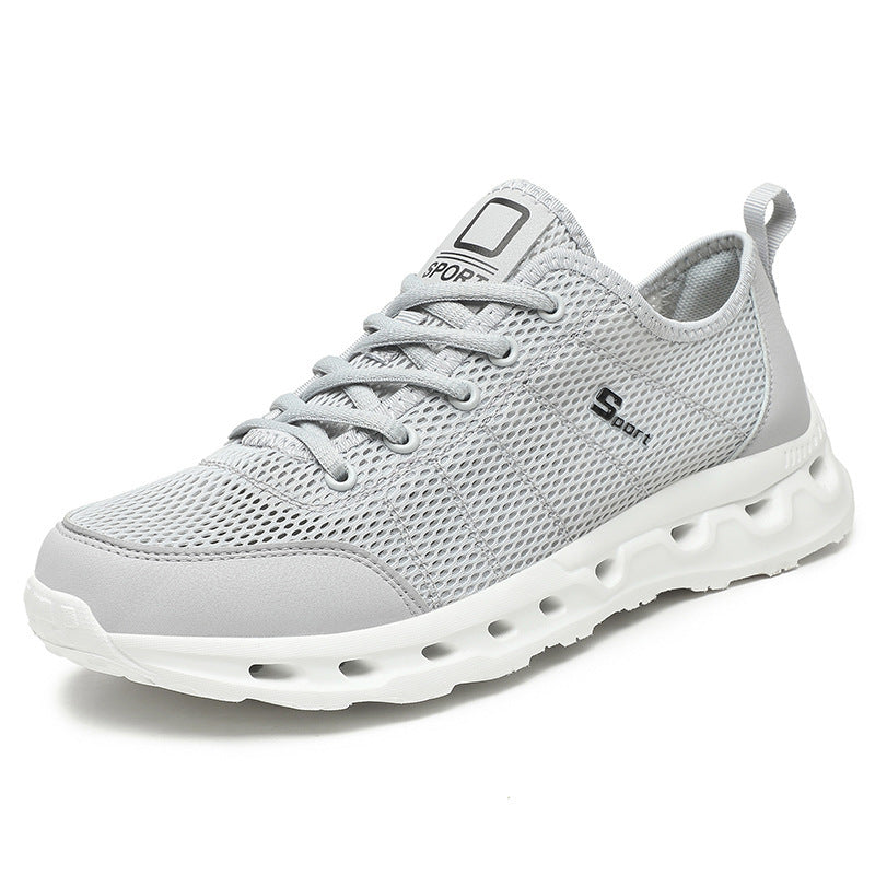 Dames lichte hardloopschoenen met flexibele zool – Zwart en Beige – Grijs