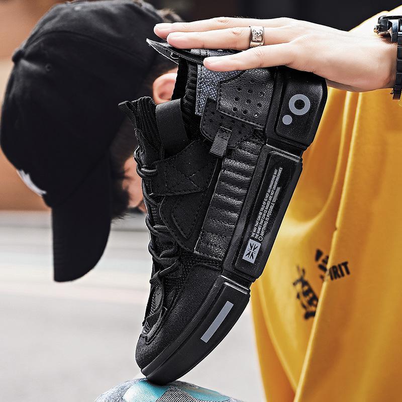 Dames sportieve hoge sneakers met ademend bovenwerk en stevig bovenwerk – Zwart