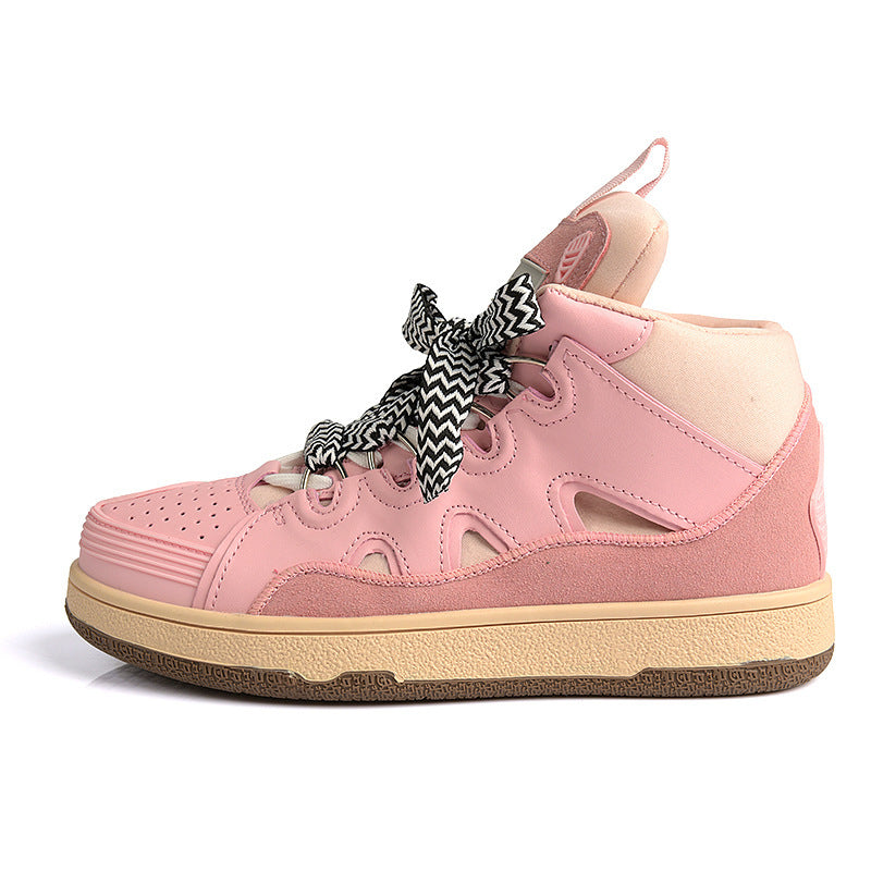 Dames sportieve hoge sneakers met elastische veters – Zwart