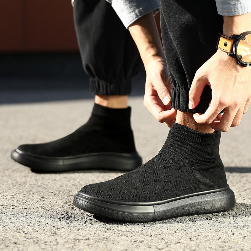 Dames sneakers met antislipzool en gebreid bovenwerk – Zwart en Duurzaam – Duurzaam