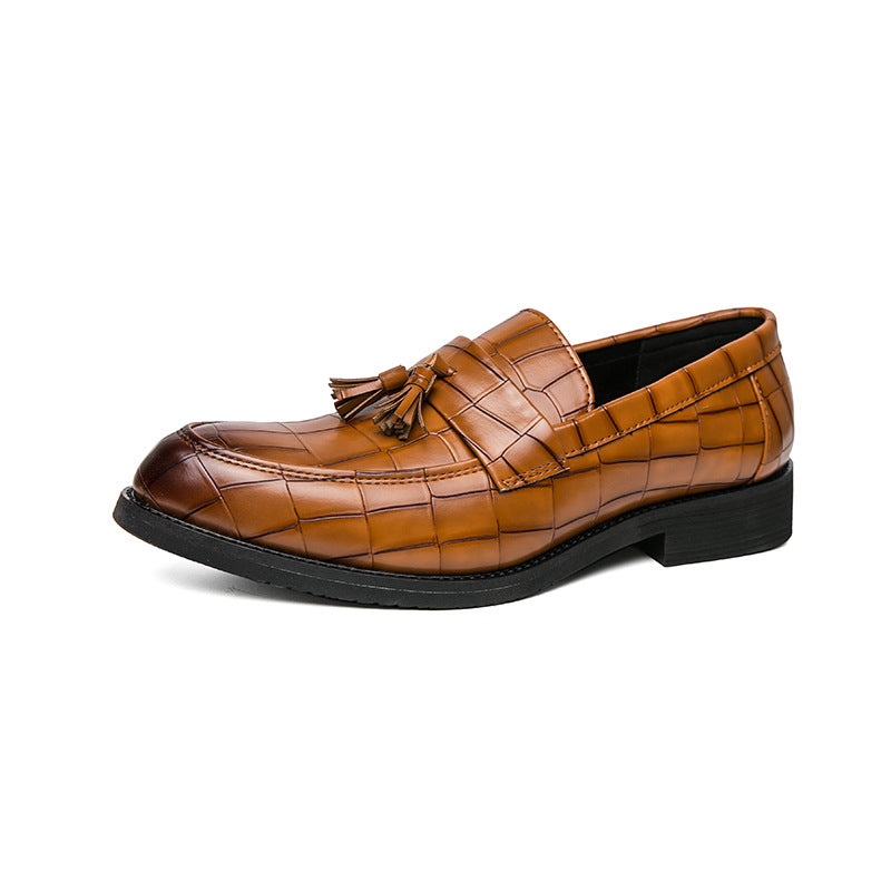 Dames modieuze mocassins met leren bovenwerk en kwastdetails – Geel en Zwart – Zwart