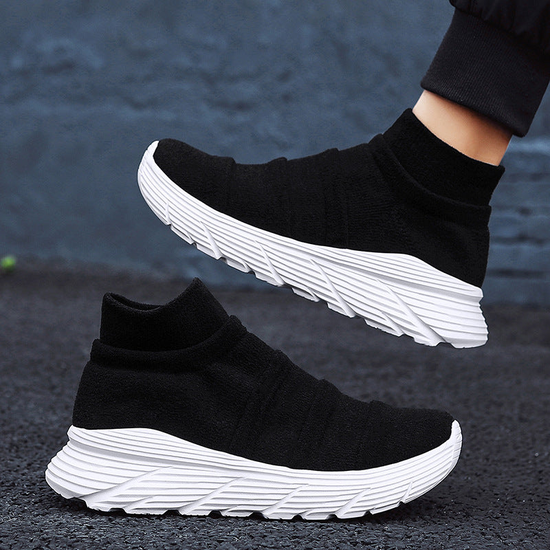 Dames modieuze hoge sneakers – Zwart-groen