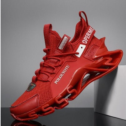 Dames performance sneakers met antislipzool en ademend mesh bovenwerk – Rood