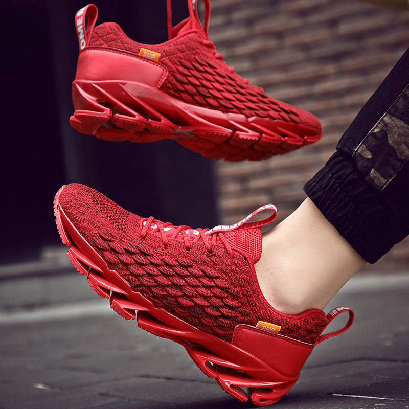Dames performance sneakers met ademend bovenwerk en dempende zool – Rood en Zwart – Wit