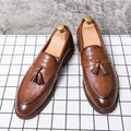 Dames modieuze mocassins met leren bovenwerk en franjedetails – Zwart