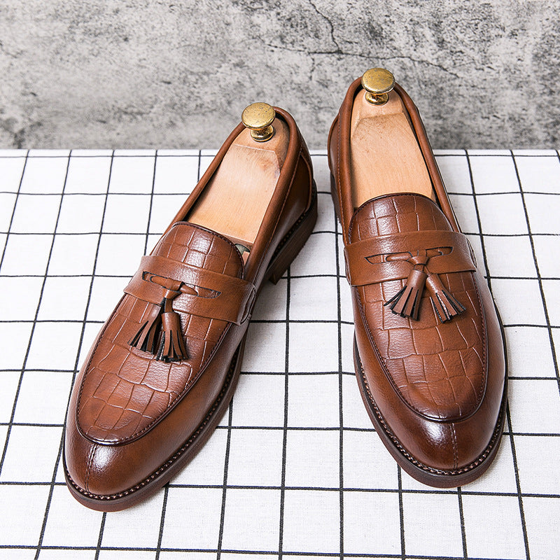 Dames modieuze mocassins met leren bovenwerk en franjedetails – Zwart