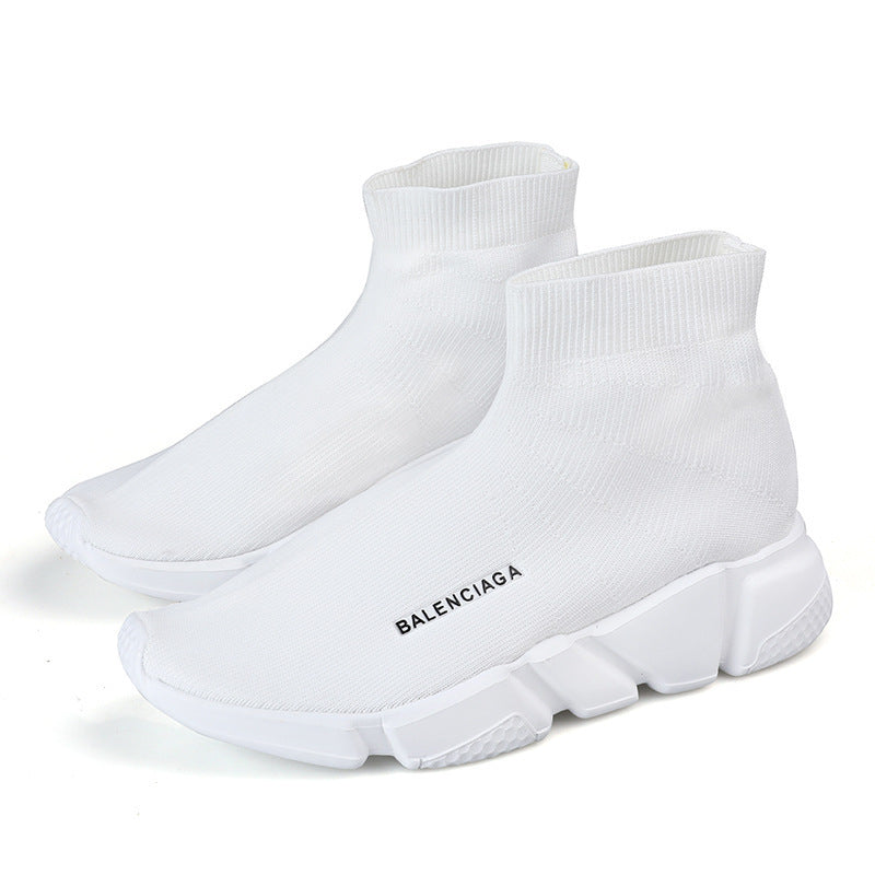 Dames comfortabele slip-on sneakers met gebreid bovenwerk – Zwart-wit