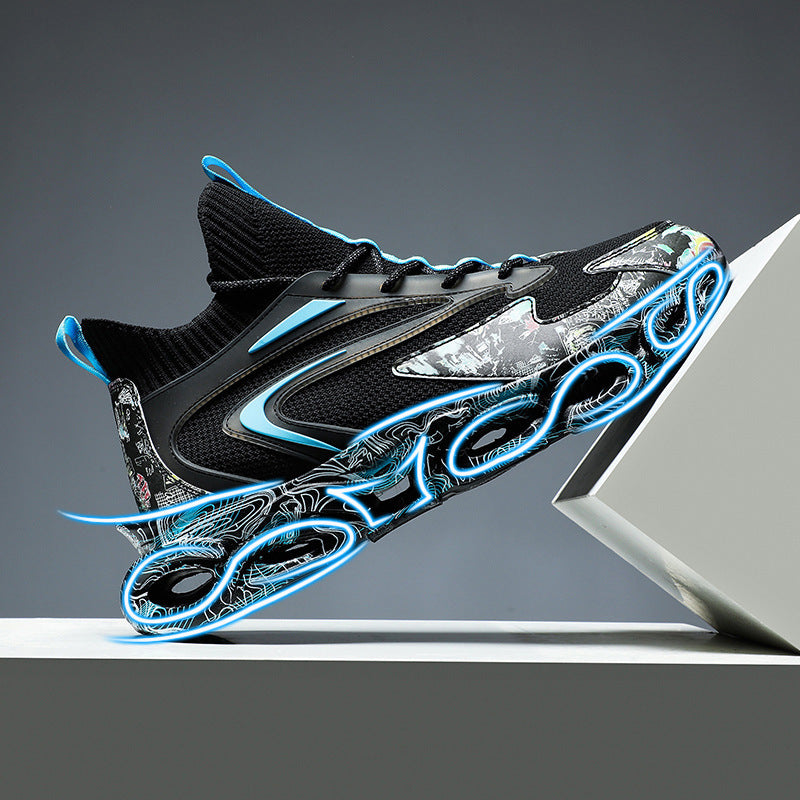 Dames sportieve hardloopschoenen met flexibele zool en dempende zool – Zwart-rood en Zwart-blauw – Zwart-blauw