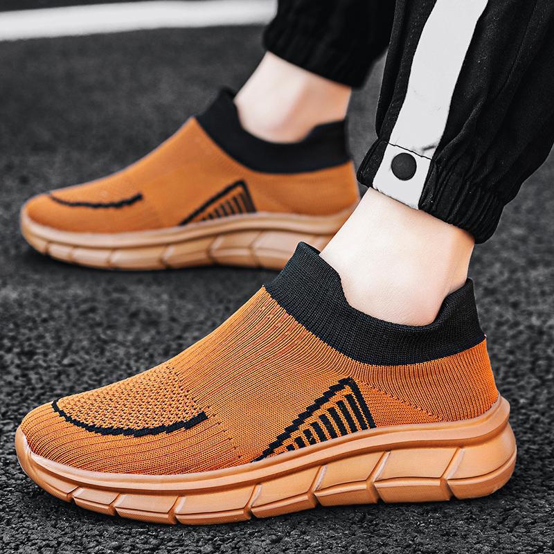 Dames comfortabele slip-on sneakers – Zwart-rood