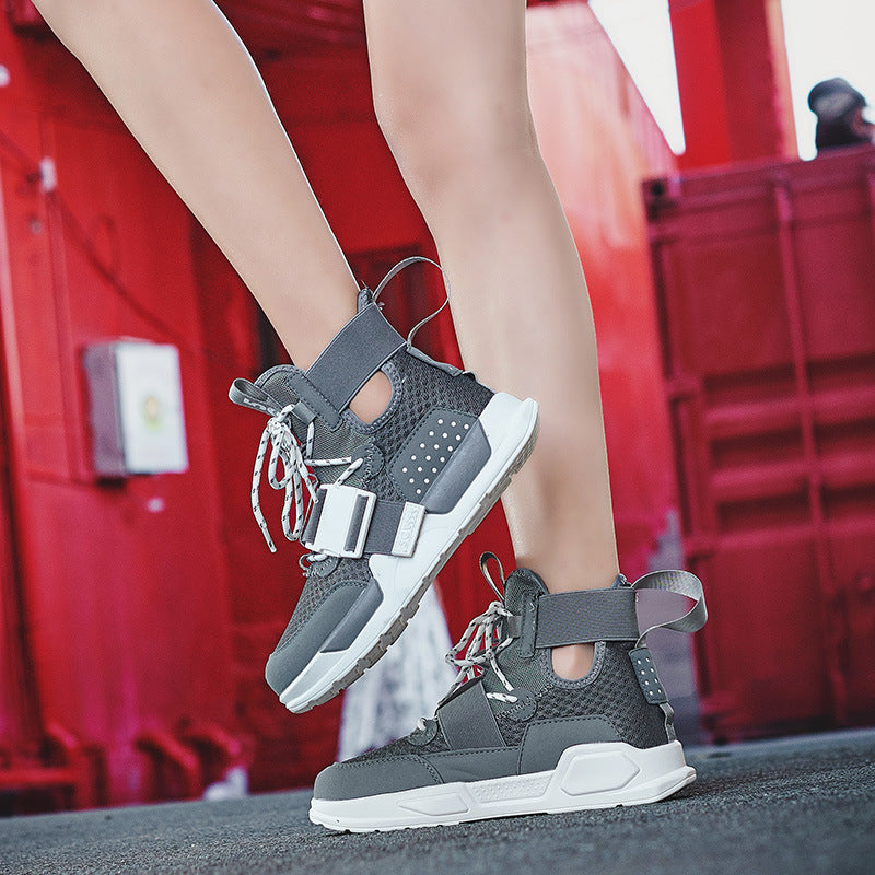 Dames sportieve hoge sneakers met verstelbare banden – Meerkleurig