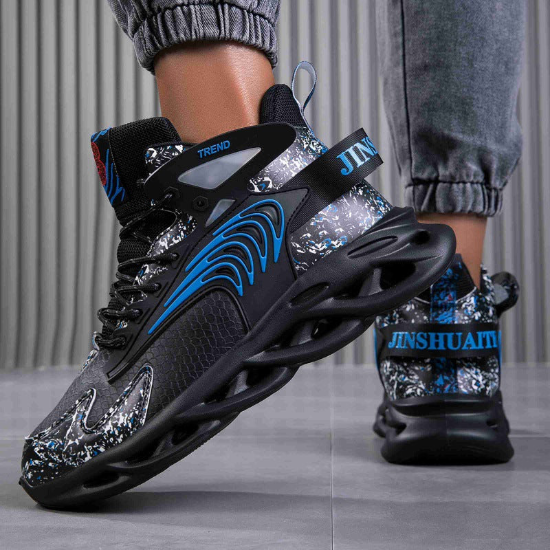 Dames sportieve hoge sneakers met dempende zool – Wit en Zwart – Zwart