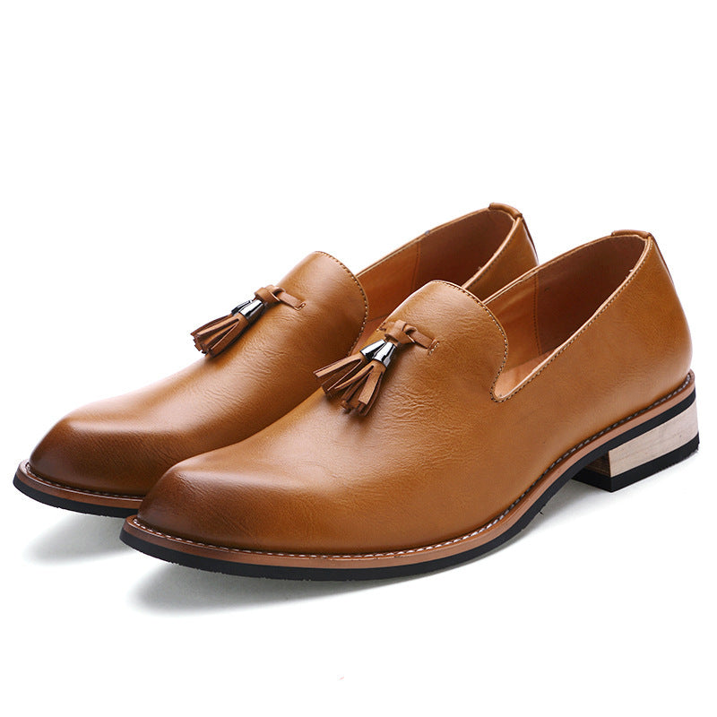 Dames modieuze loafers met leren bovenwerk en franjedetails – Bruin