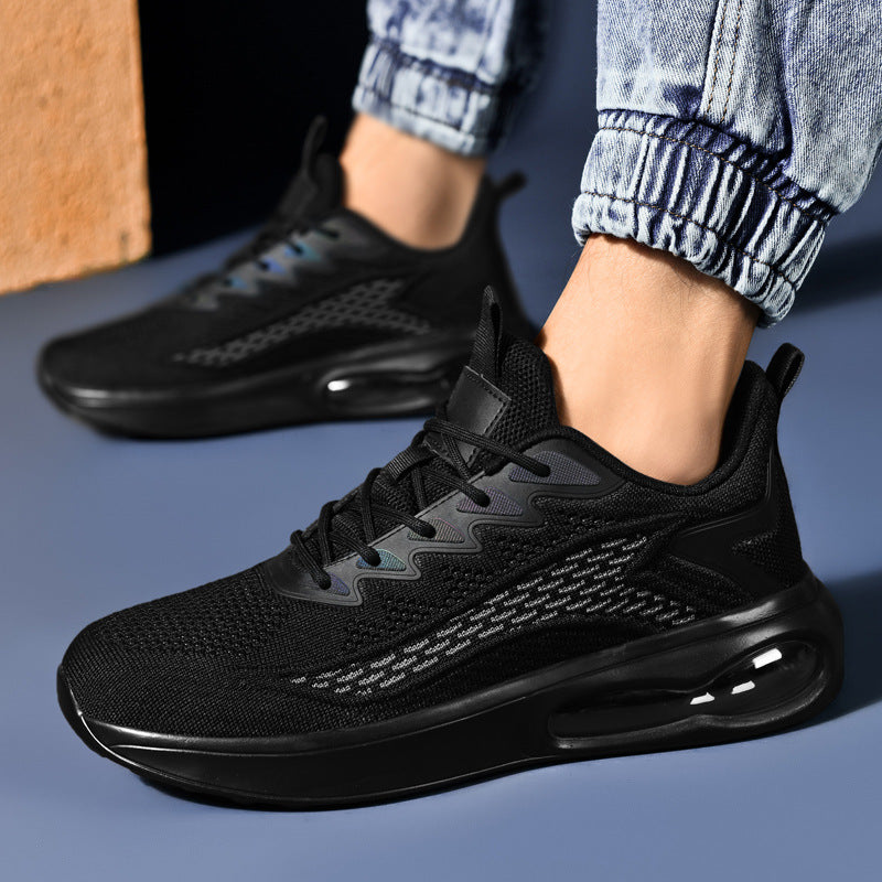 Dames stijlvolle sportsneakers met ademend bovenwerk en dempende zool – Zwart-rood