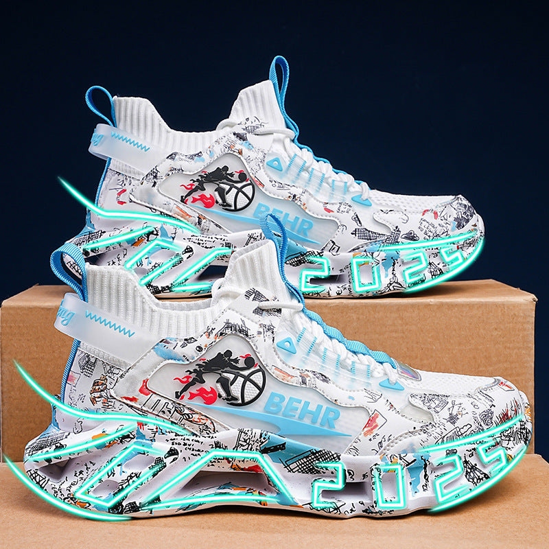 Dames sneakers met dempende zool en lichteffecten – Petrol