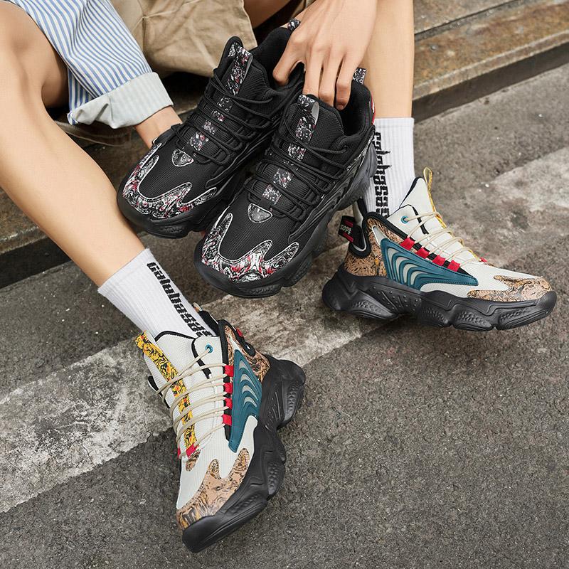 Dames sportieve hoge sneakers met ademend bovenwerk en dempende zool – Zwart