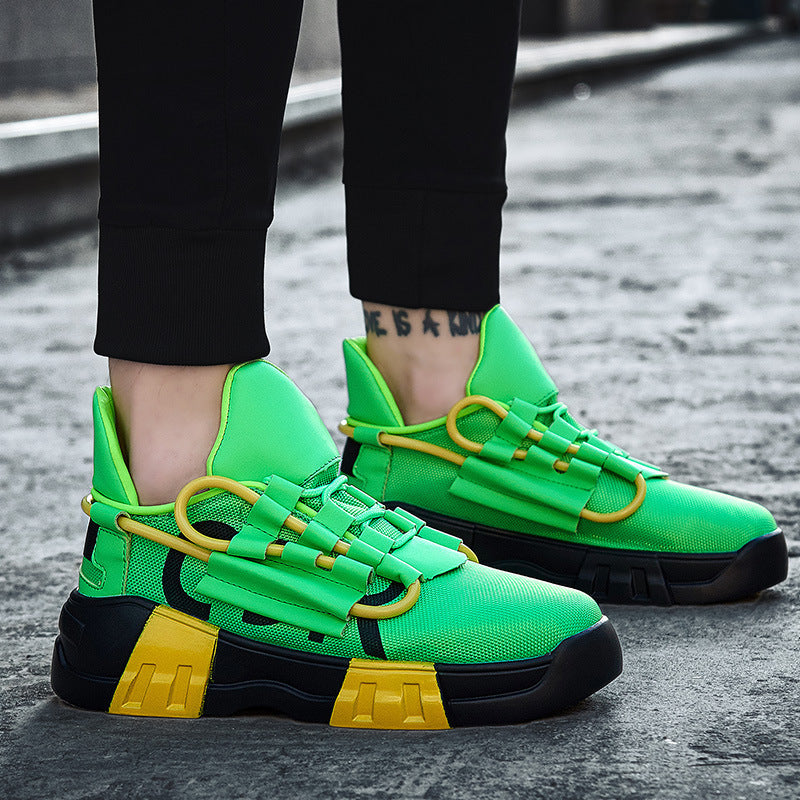 Dames modieuze sneakers met vetersluiting en dempende zool – Oranje