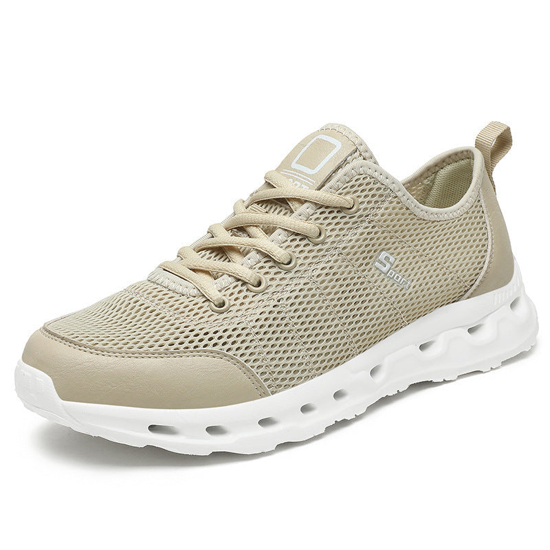 Dames lichte hardloopschoenen met flexibele zool – Zwart en Beige – Beige