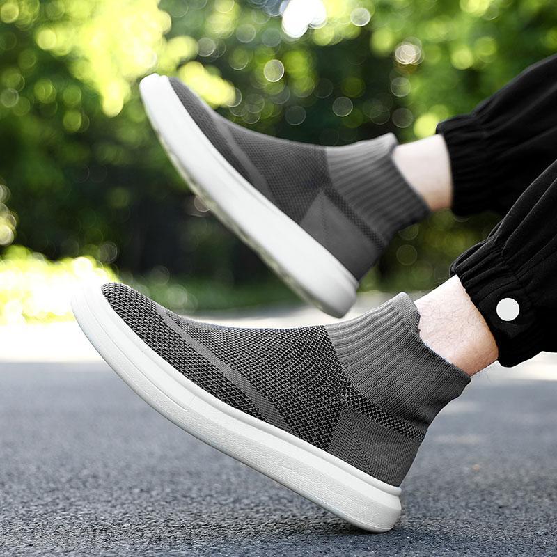 Dames soksneakers met antislipzool en gebreid bovenwerk – Donkergrijs en Zwart – Directe verkoop